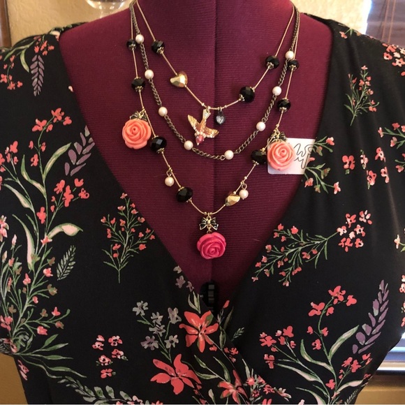 • New Rachel Zoe Black Floral Print Wrap Dress Vneck Lined Size Large - Picture 7 of 13